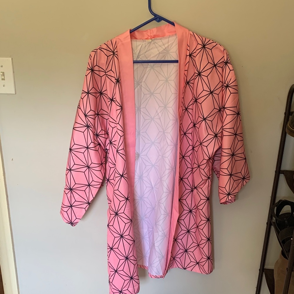 Pink Geometric Pattern Kimono
